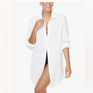 NWT Jcrew Factory swim Button-down beach tunic cover up white XL $89.50 *FLAW*